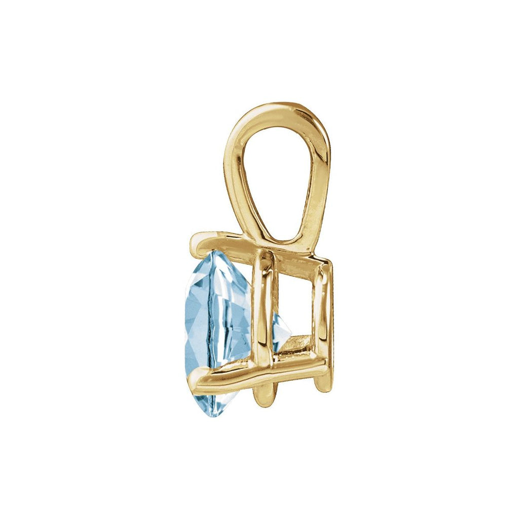Lab-Grown Aqua Sapphire Pendant in 14k yellow gold