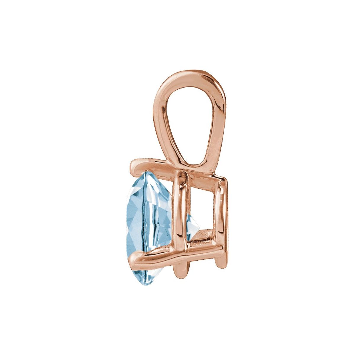 Lab-Grown Aqua Sapphire Pendant in 14k rose gold