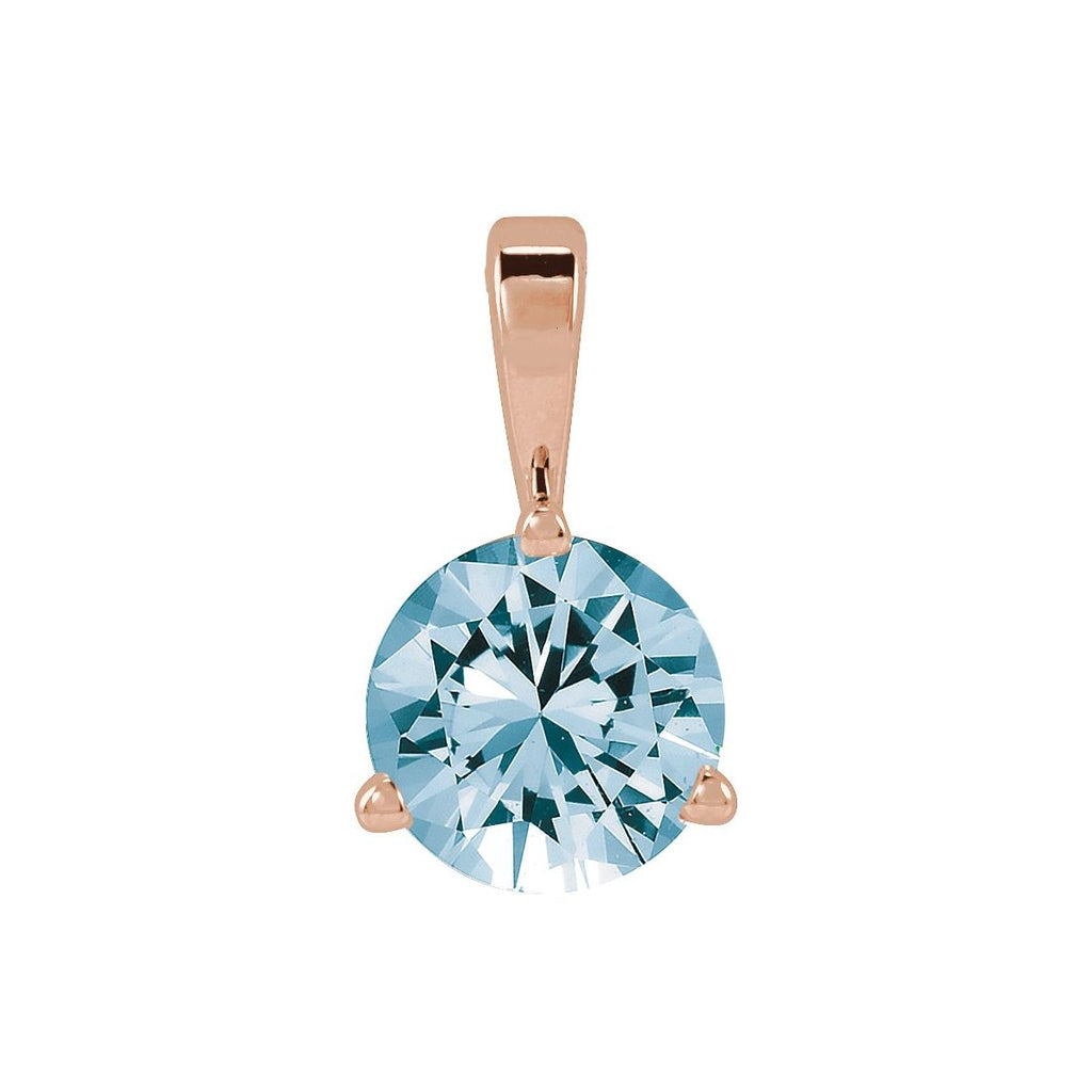 Lab-Grown Aqua Sapphire Pendant in 14k rose gold