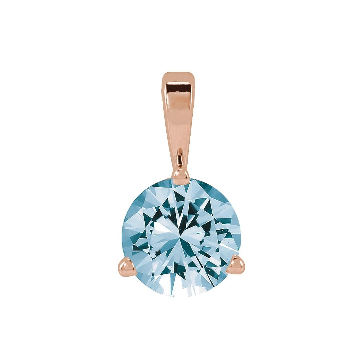 Lab-Grown Aqua Sapphire Pendant in 14k rose gold