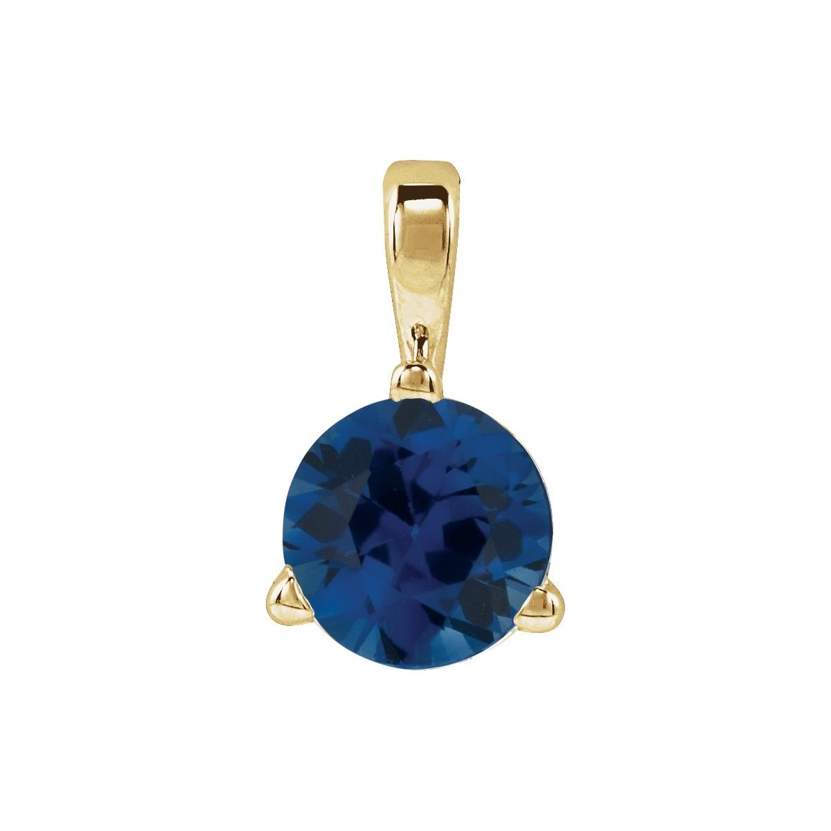 Lab-Grown Blue Sapphire Pendant in 14k yellow gold