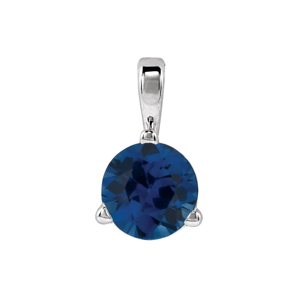 Lab-Grown Blue Sapphire Pendant in 14k white gold
