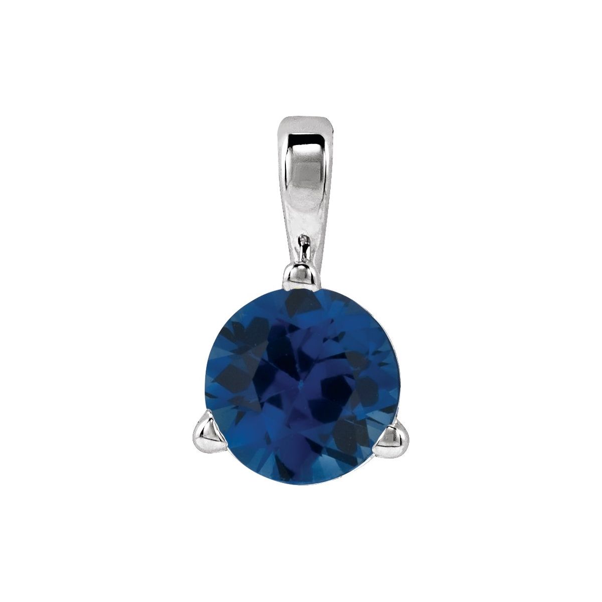 Lab-Grown Blue Sapphire Pendant in 14k white gold