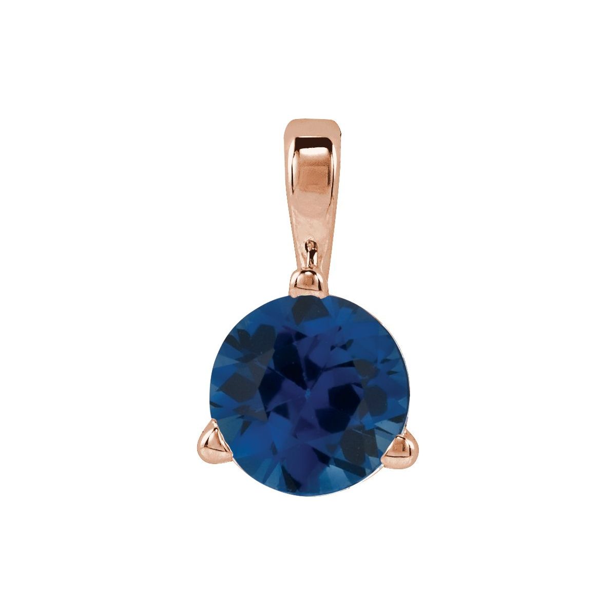 Lab-Grown Blue Sapphire Pendant in 14k rose gold