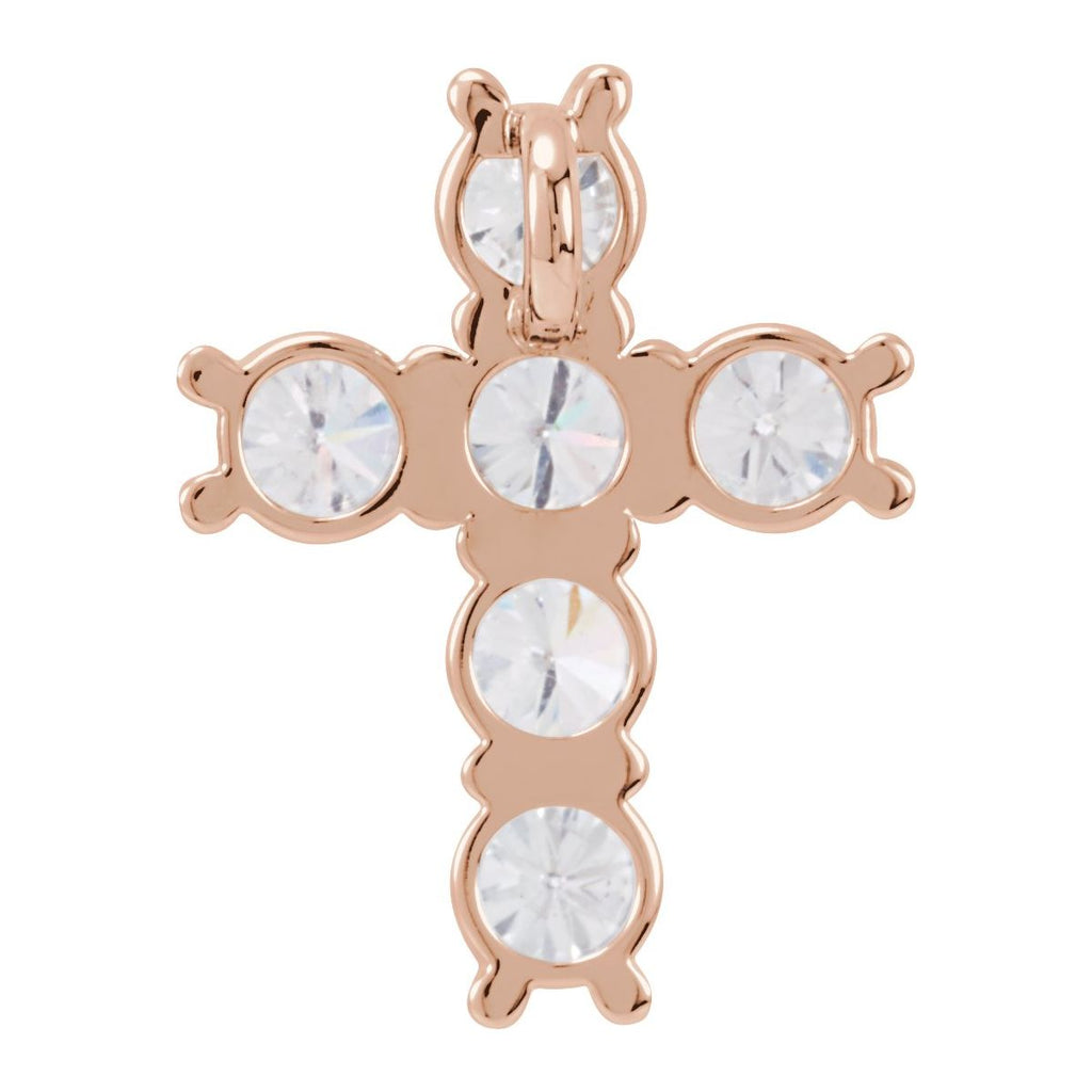 1 1/6 CTW Natural Diamond Cross Pendant in 14k rose gold