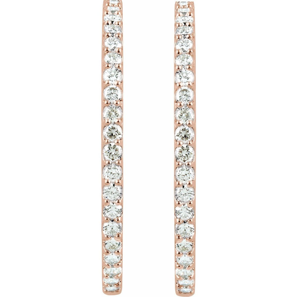 6 1/2 CTW Lab-Grown Diamond Inside-Outside 51 mm Hinged Hoop Earrings in 14k rose gold