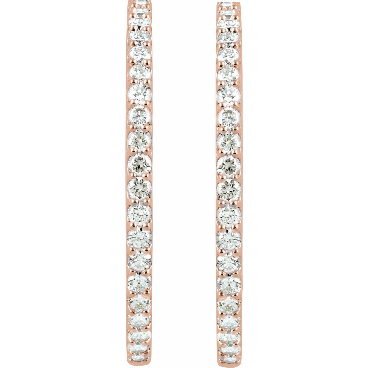 6 1/2 CTW Lab-Grown Diamond Inside-Outside 51 mm Hinged Hoop Earrings in 14k rose gold