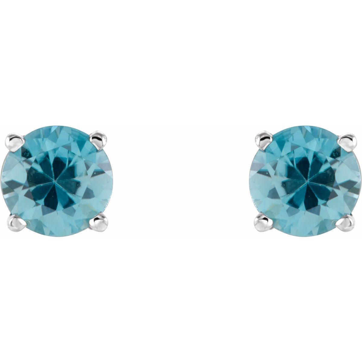 Natural Blue Zircon Four-Prong Stud Earrings