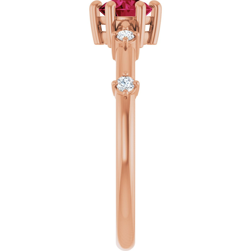 Natural Ruby & .08 CTW Lab-Grown Diamond Ring in 14k rose gold