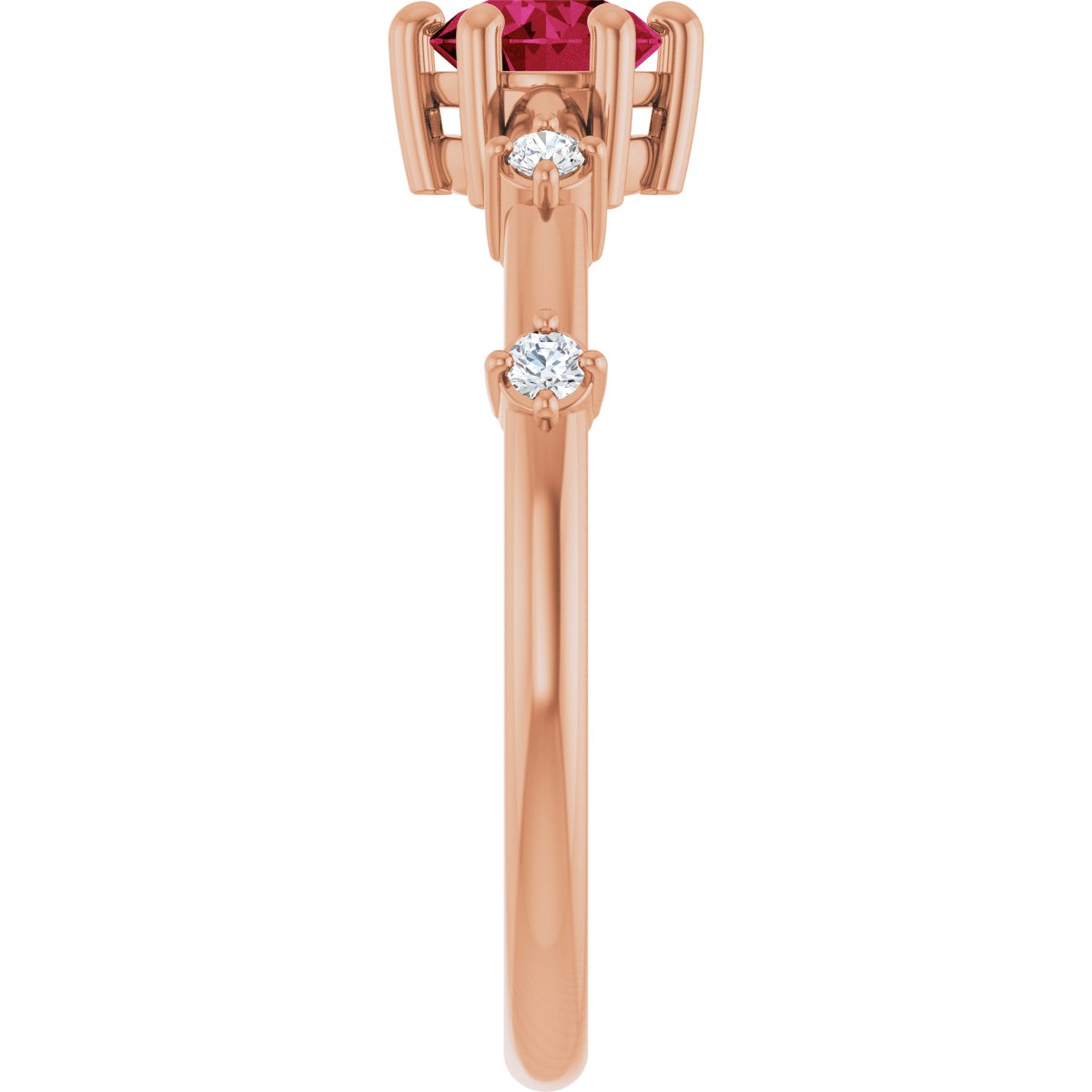 Natural Ruby & .08 CTW Lab-Grown Diamond Ring in 14k rose gold