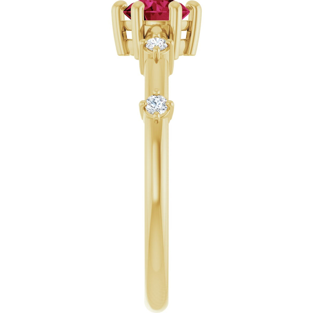 Natural Ruby & .08 CTW Lab-Grown Diamond Ring in 14k yellow gold