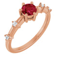 Natural Ruby & .08 CTW Lab-Grown Diamond Ring in 14k rose gold