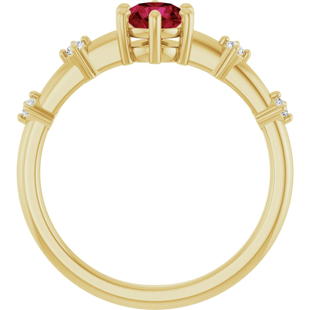 Natural Ruby & .08 CTW Lab-Grown Diamond Ring in 14k yellow gold