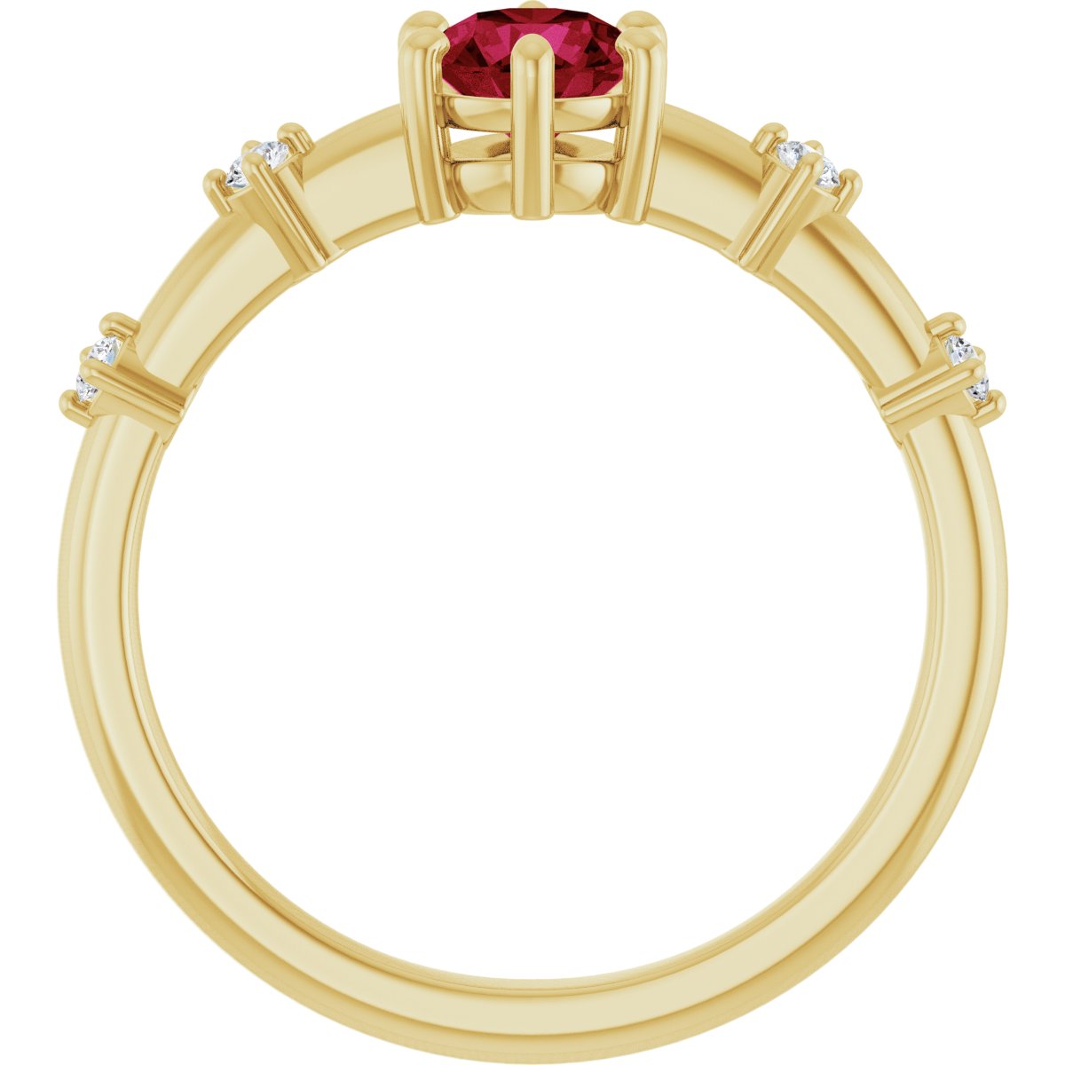 Natural Ruby & .08 CTW Lab-Grown Diamond Ring in 14k yellow gold