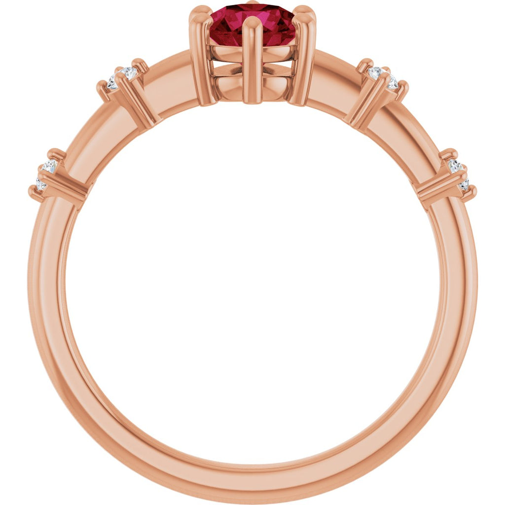 Natural Ruby & .08 CTW Lab-Grown Diamond Ring in 14k rose gold