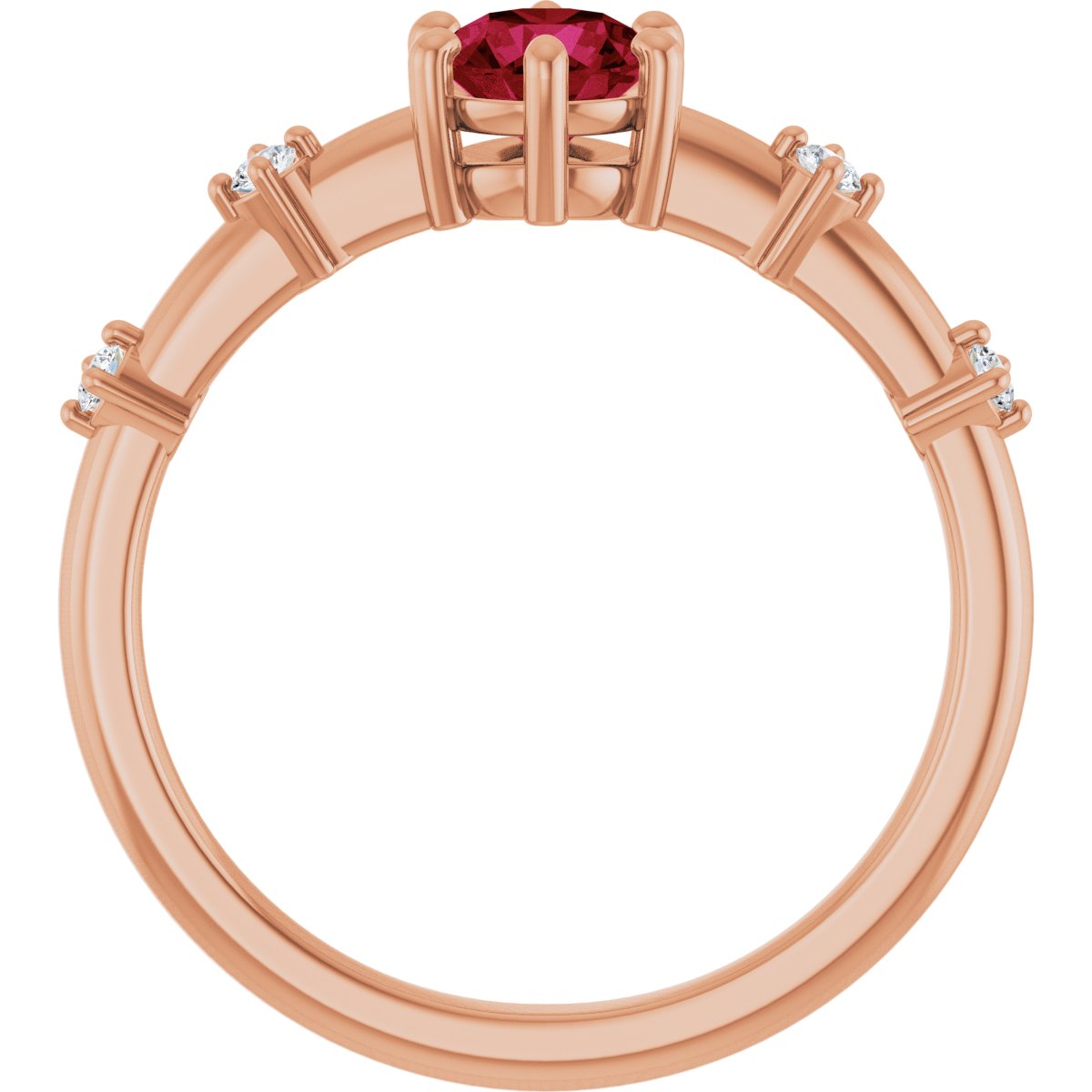 Natural Ruby & .08 CTW Lab-Grown Diamond Ring in 14k rose gold