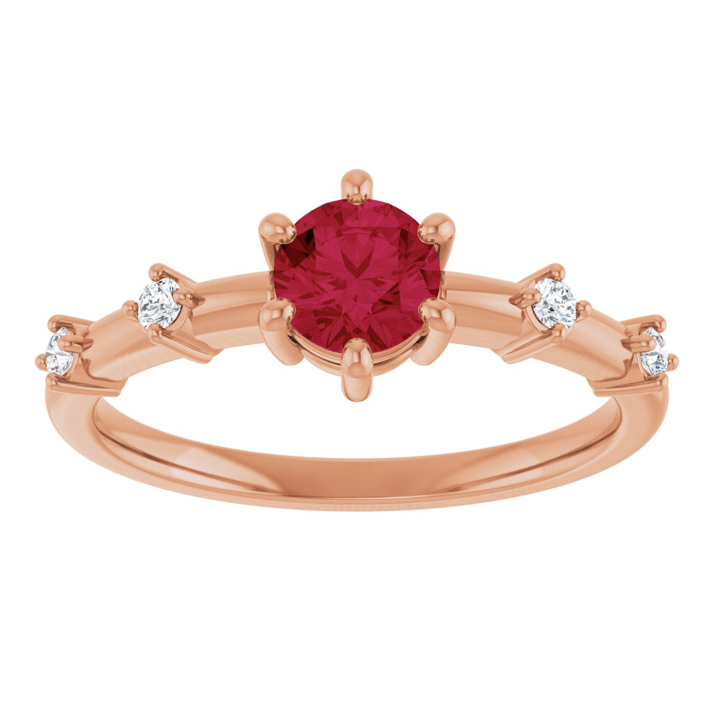 Natural Ruby & .08 CTW Lab-Grown Diamond Ring in 14k rose gold