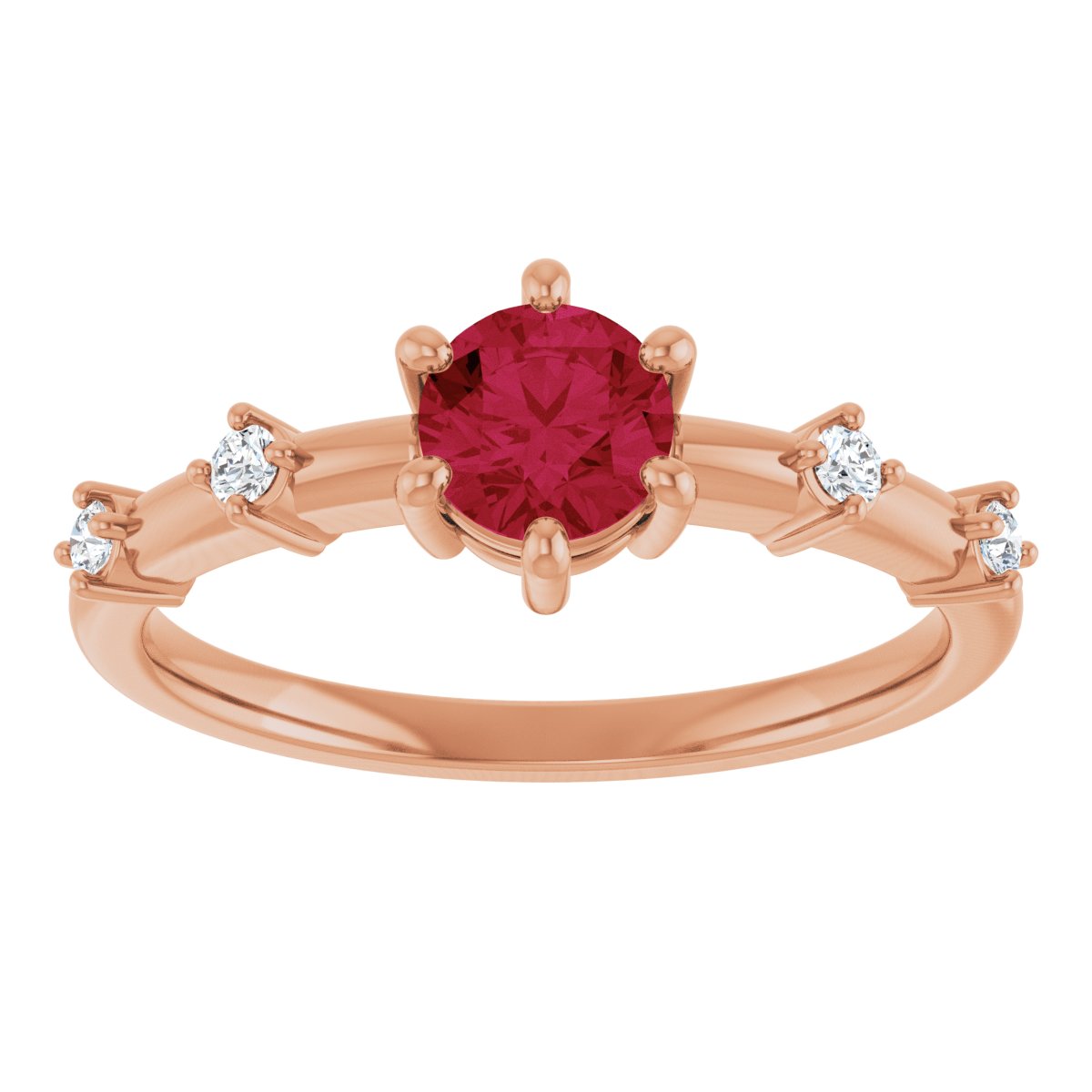 Natural Ruby & .08 CTW Lab-Grown Diamond Ring in 14k rose gold