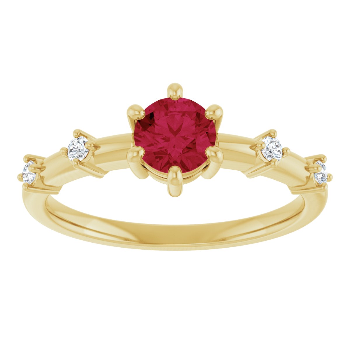 Natural Ruby & .08 CTW Lab-Grown Diamond Ring in 14k yellow gold