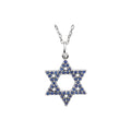 Natural Blue Sapphire Star Of David Necklace