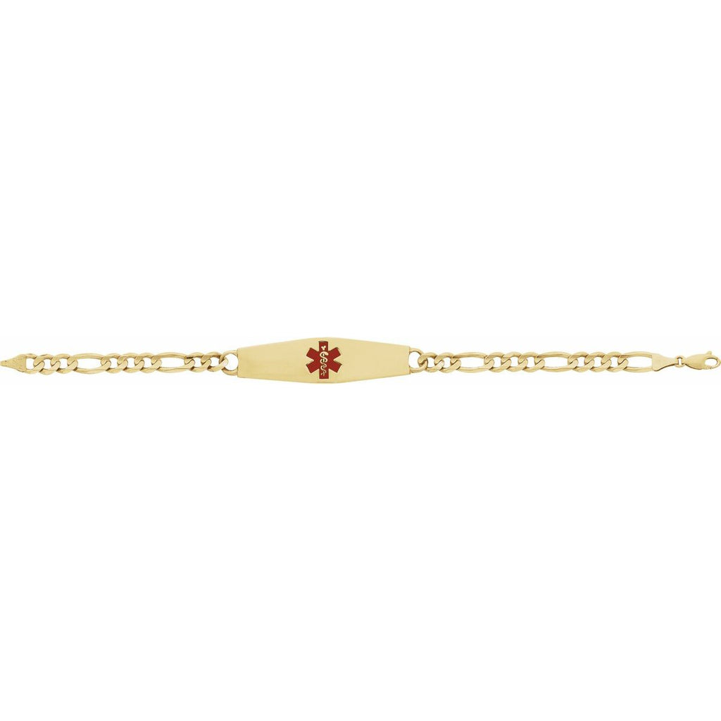 Medical Identification Red Enamel Bracelet in 14k yellow gold