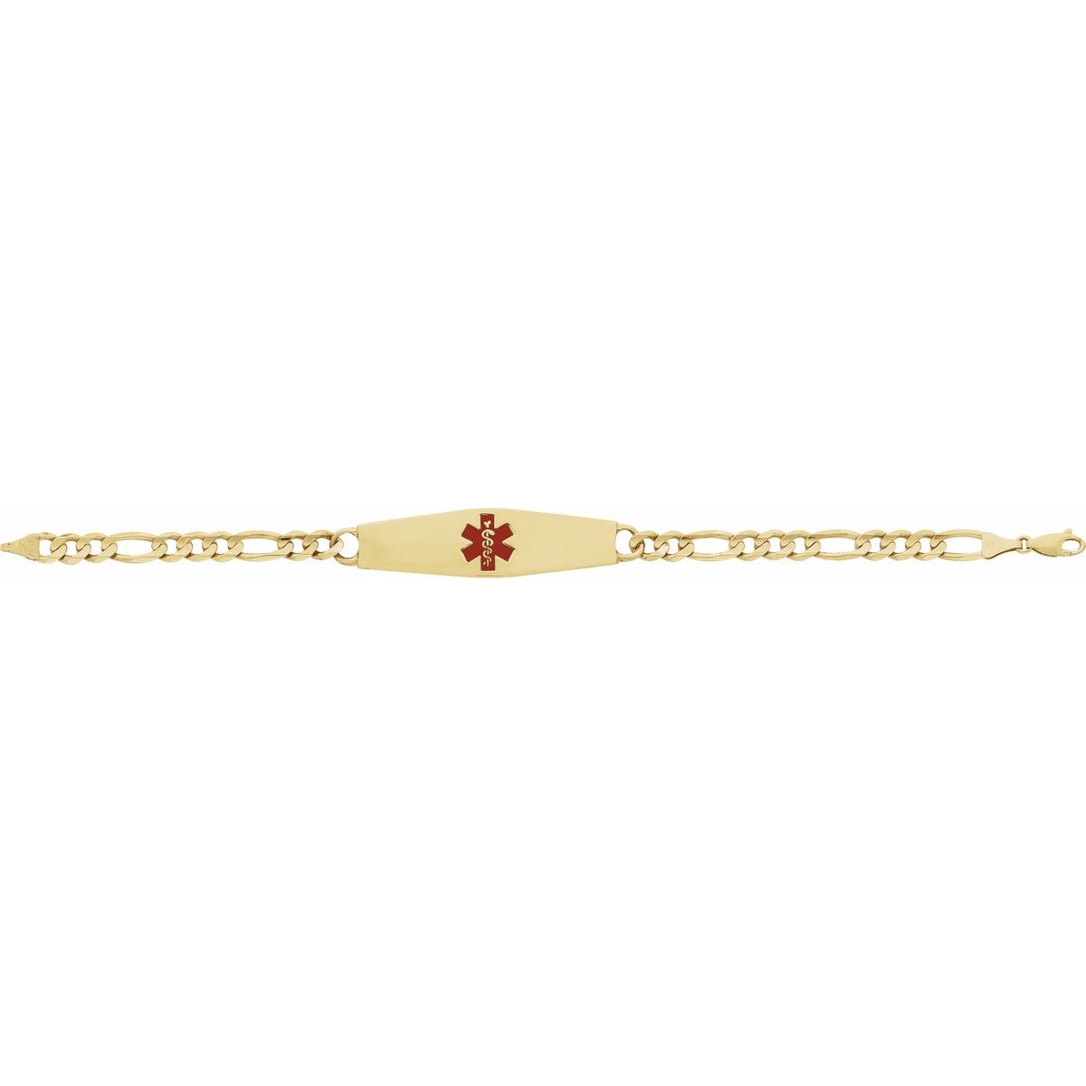 Medical Identification Red Enamel Bracelet in 14k yellow gold