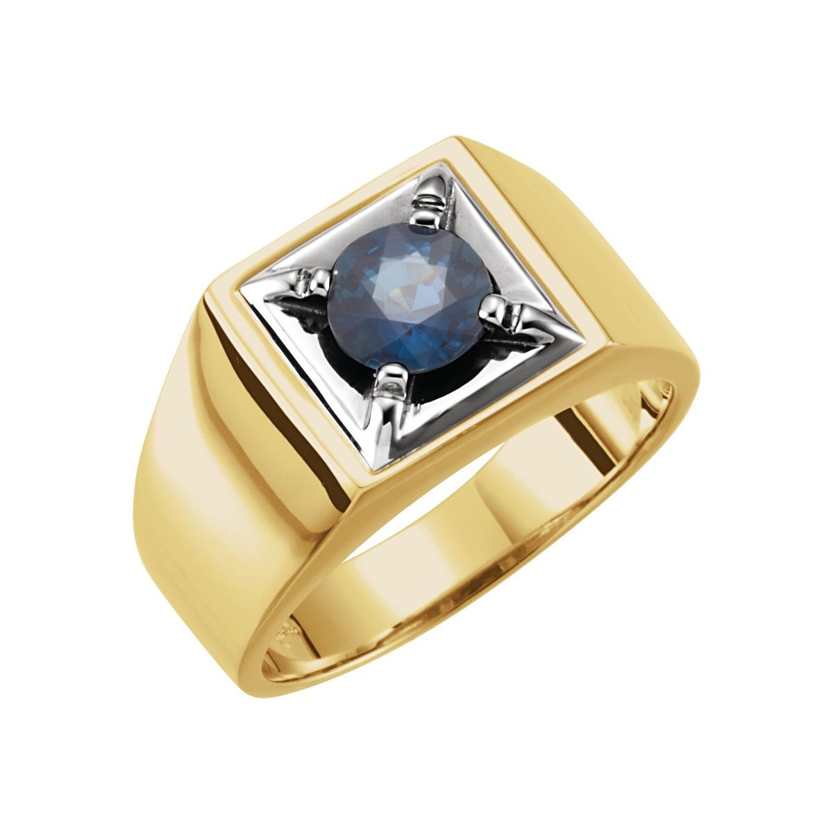 Natural Blue Sapphire Illusion Ring in 14k white gold