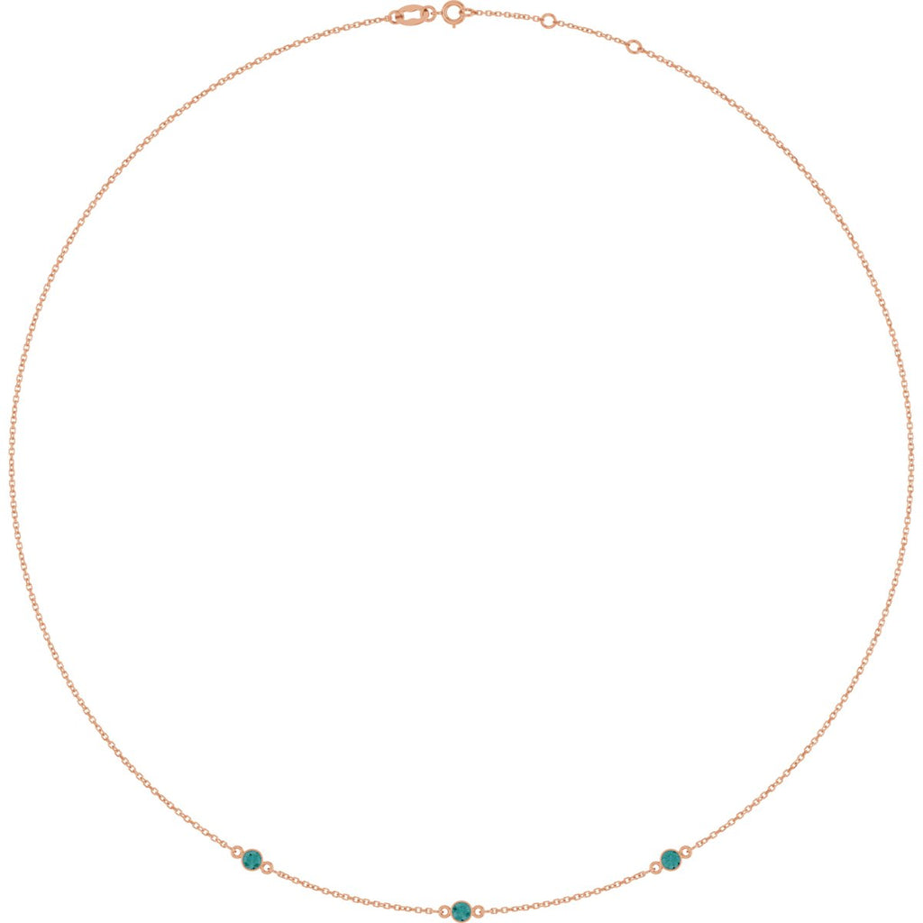 Natural Alexandrite 3-Station Necklace in 14k rose gold