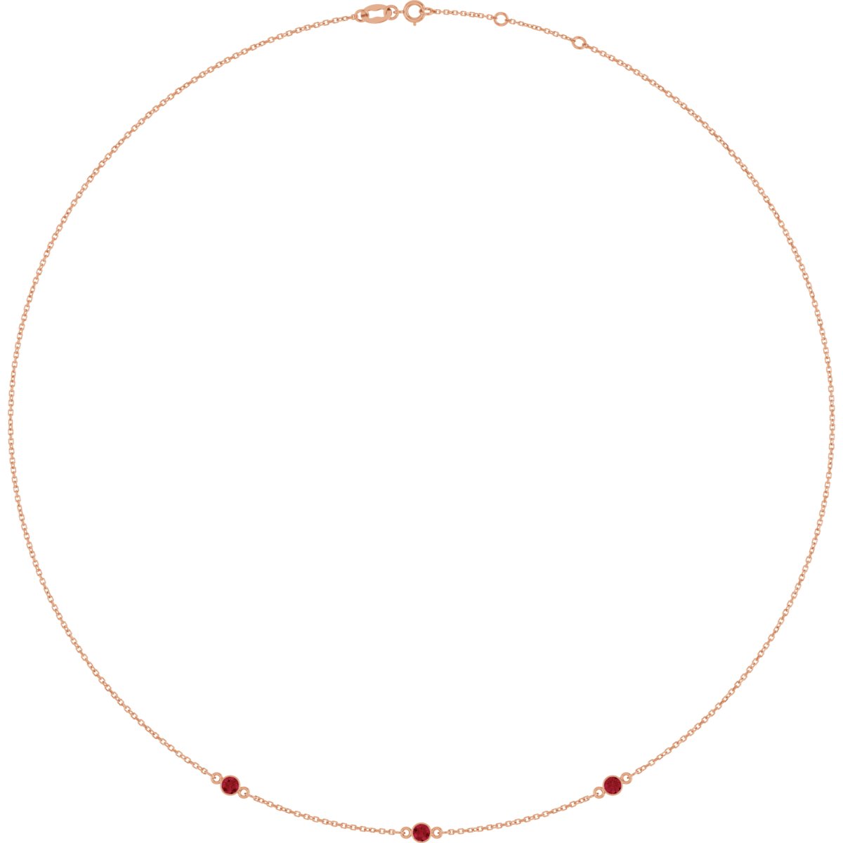 Natural Ruby 3-Station Necklace in 14k rose gold