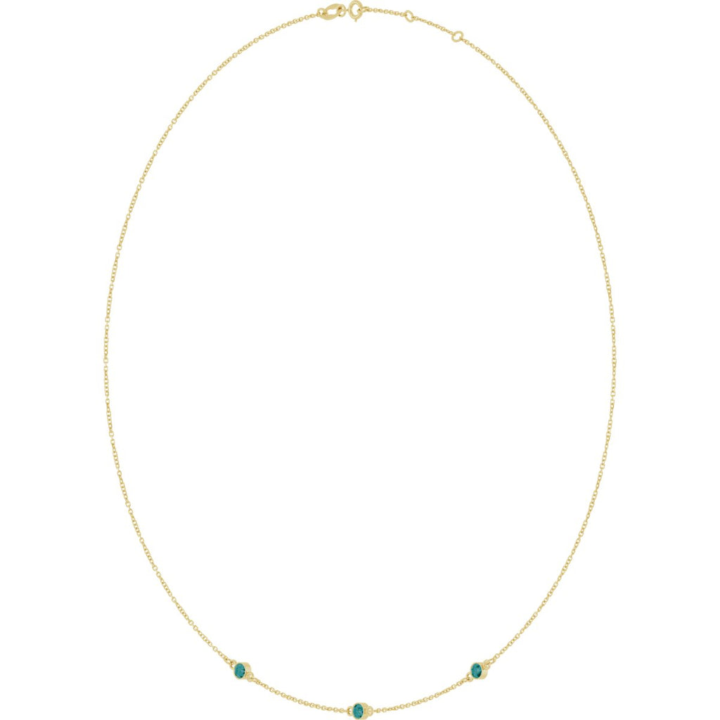 Natural Alexandrite 3-Station Necklace in 14k yellow gold