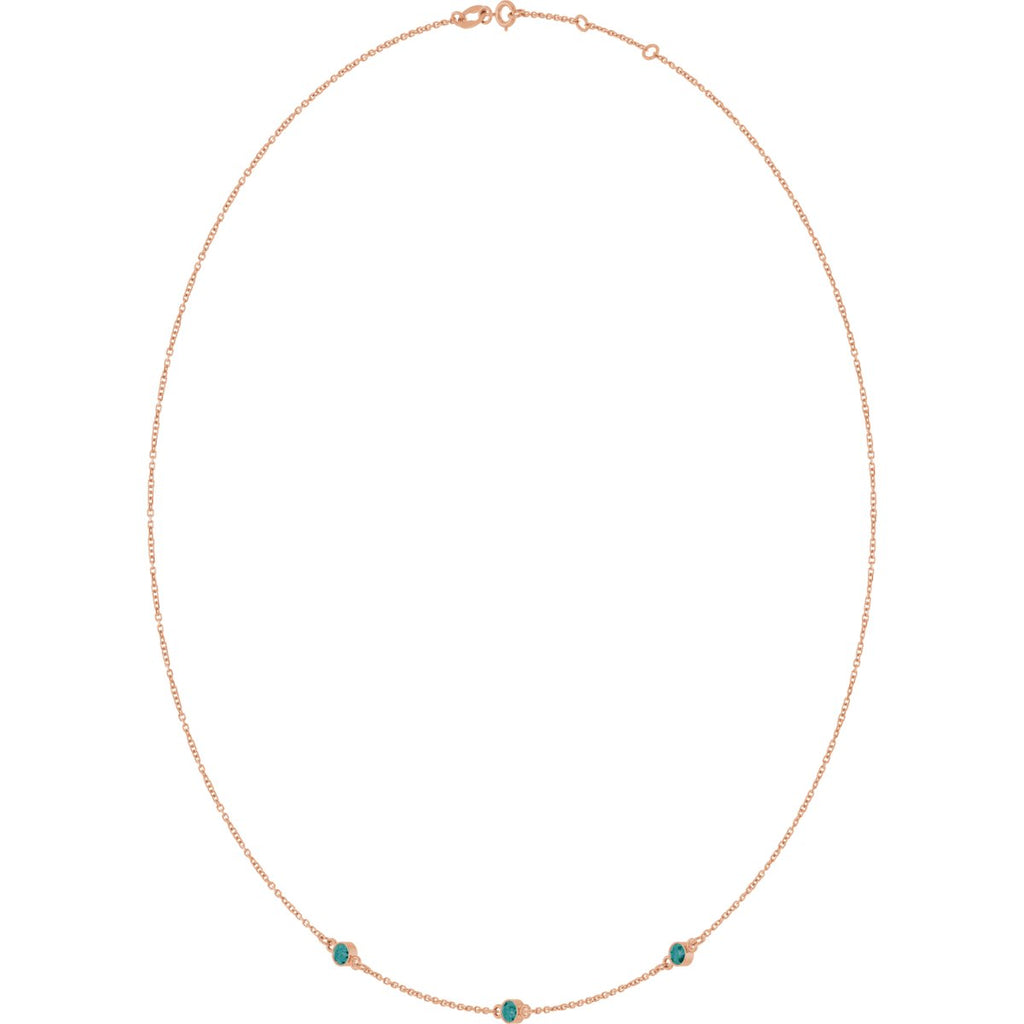 Natural Alexandrite 3-Station Necklace in 14k rose gold