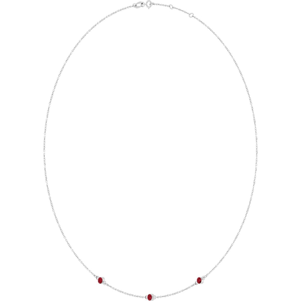 Natural Ruby 3-Station Necklace