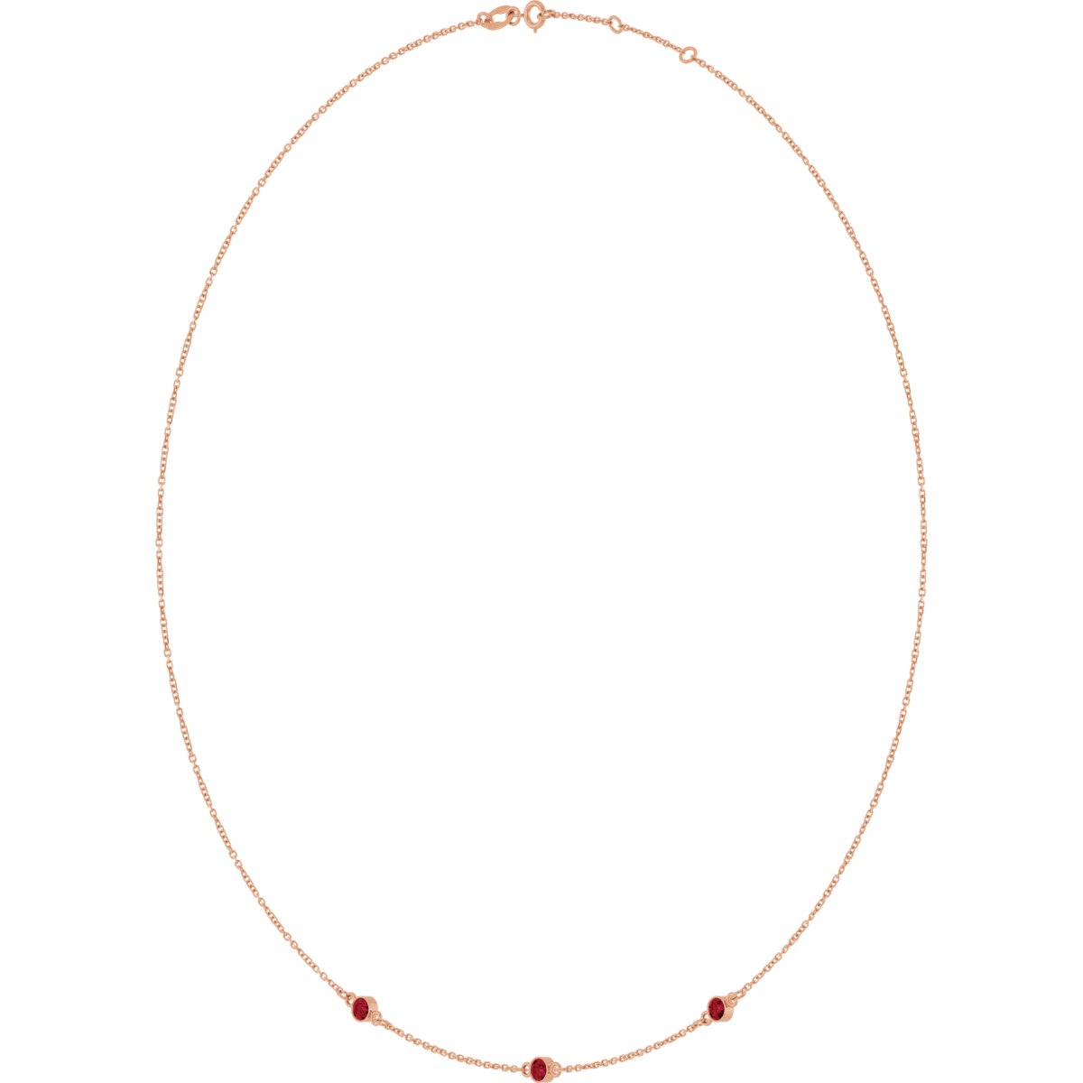 Natural Ruby 3-Station Necklace in 14k rose gold