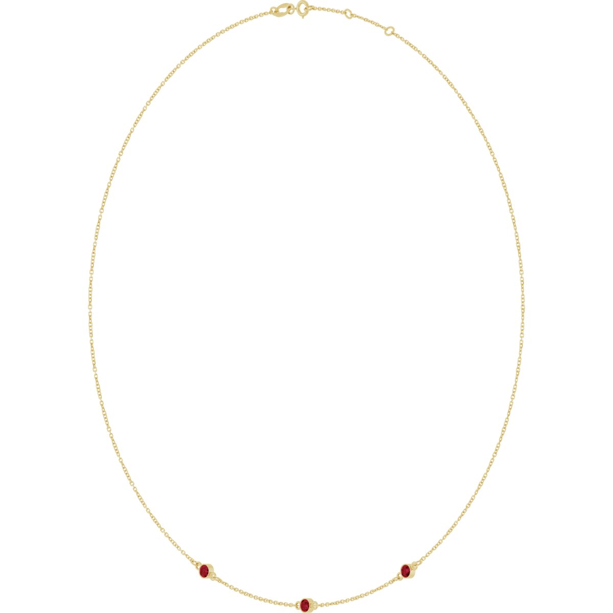 Natural Ruby 3-Station Necklace in 14k yellow gold