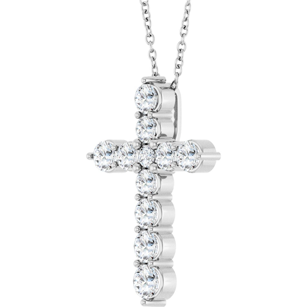 9/10 CTW Natural Diamond Cross Necklace