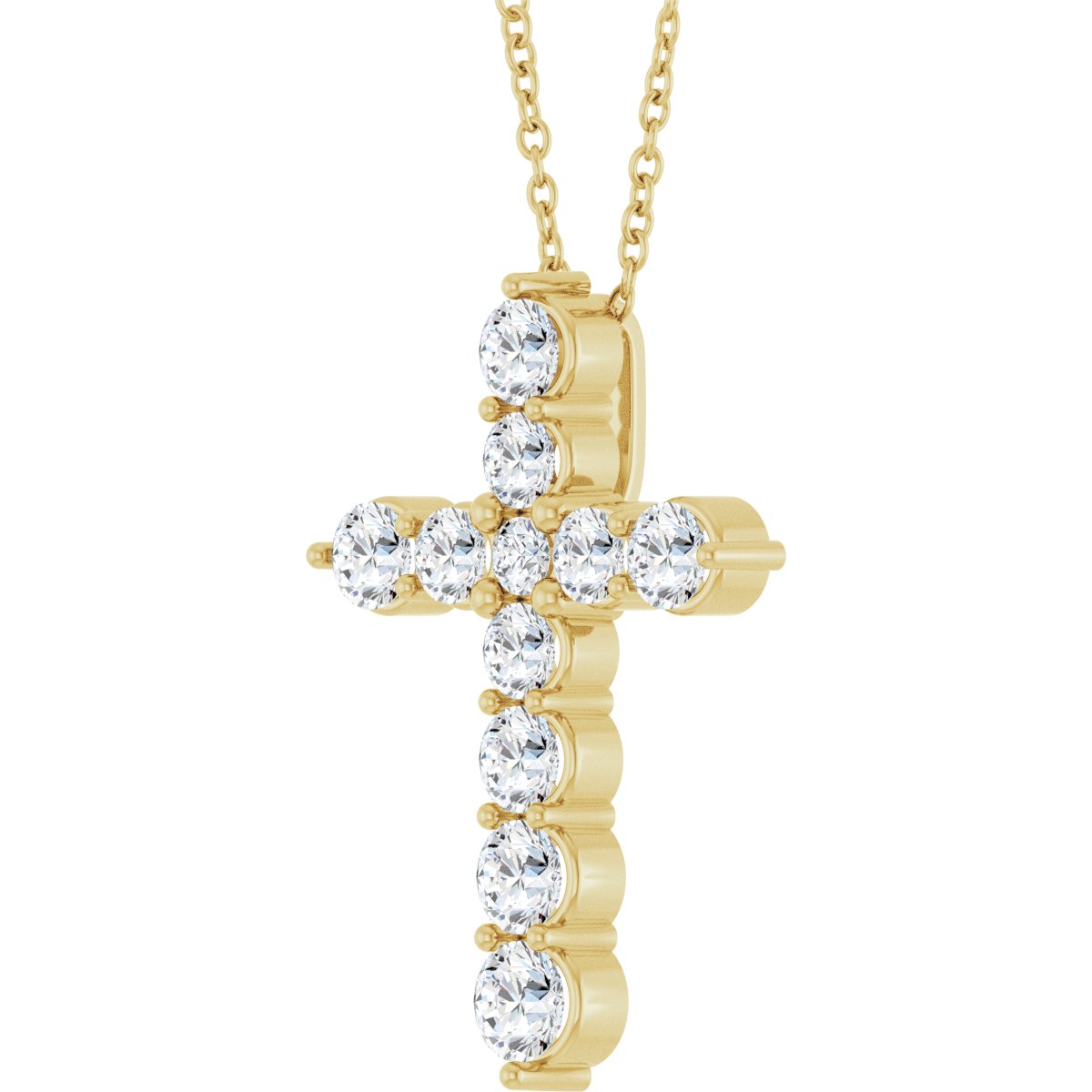 9/10 CTW Natural Diamond Cross Necklace in 14k yellow gold