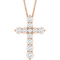 9/10 CTW Natural Diamond Cross Necklace in 14k rose gold