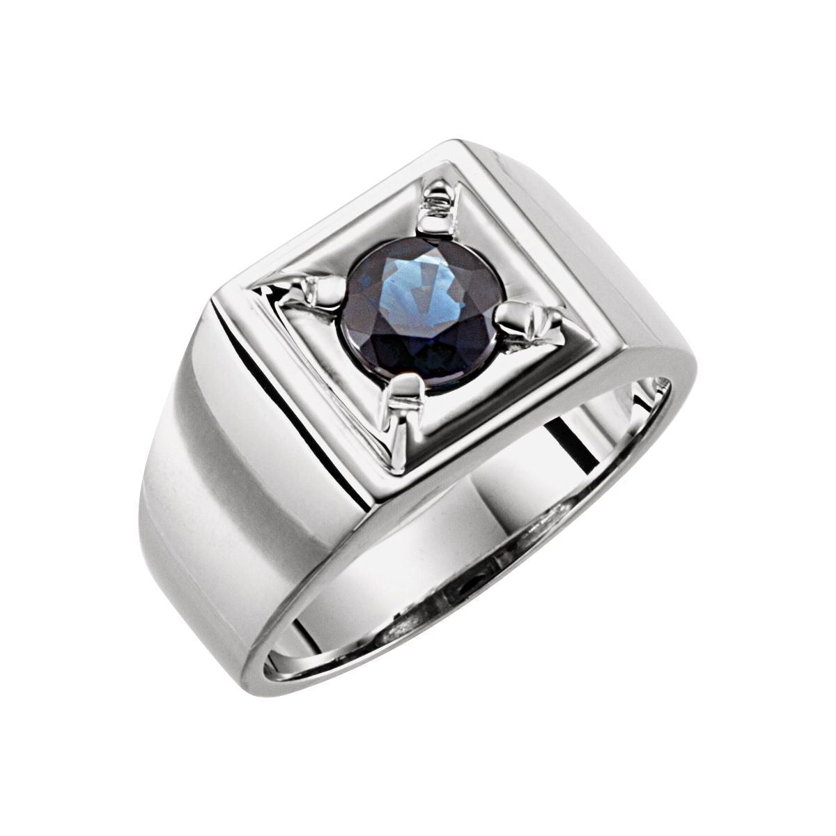 Natural Blue Sapphire Illusion Ring in 14k white gold