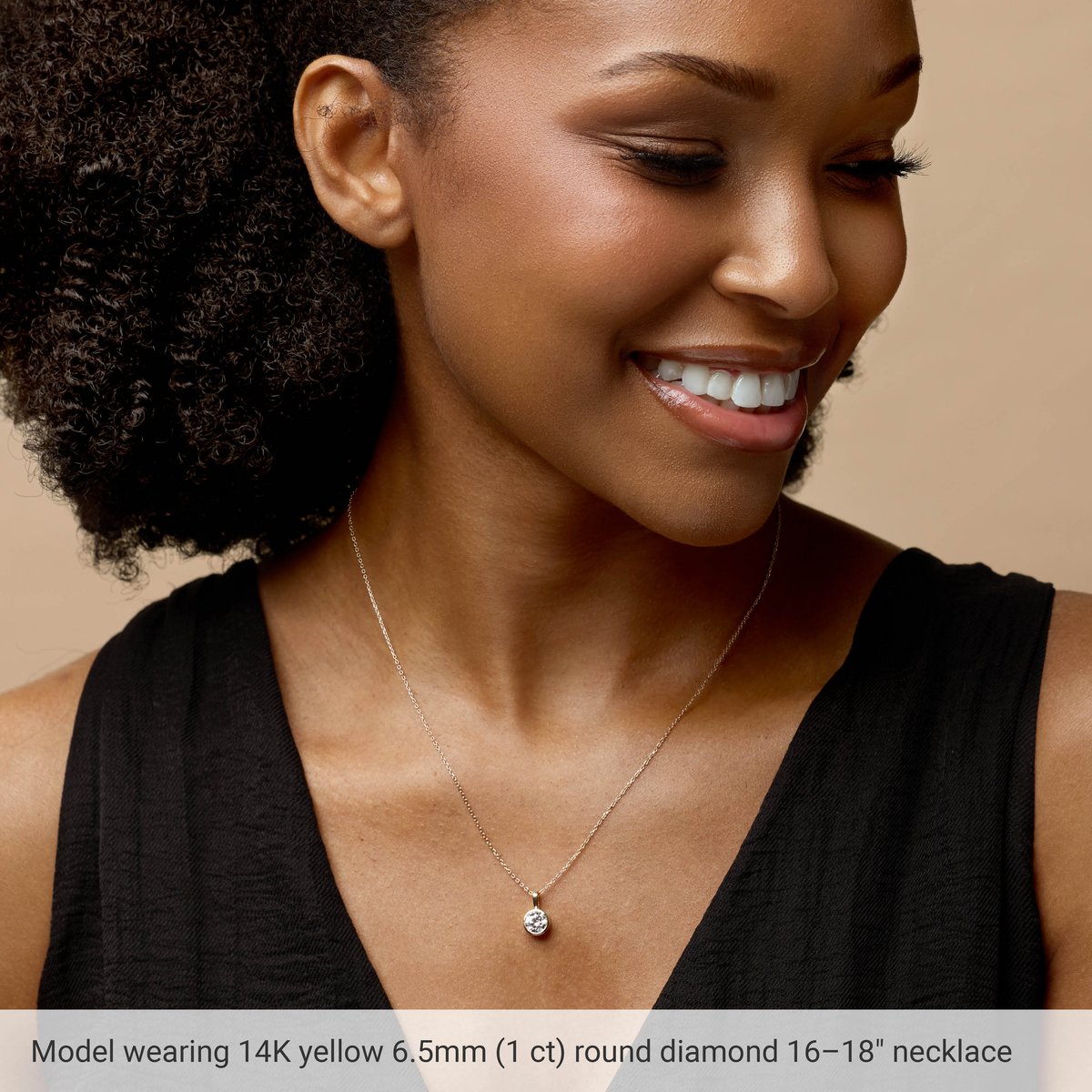 .06 CT Natural Diamond Bezel-Set Solitaire Necklace in 14k rose gold