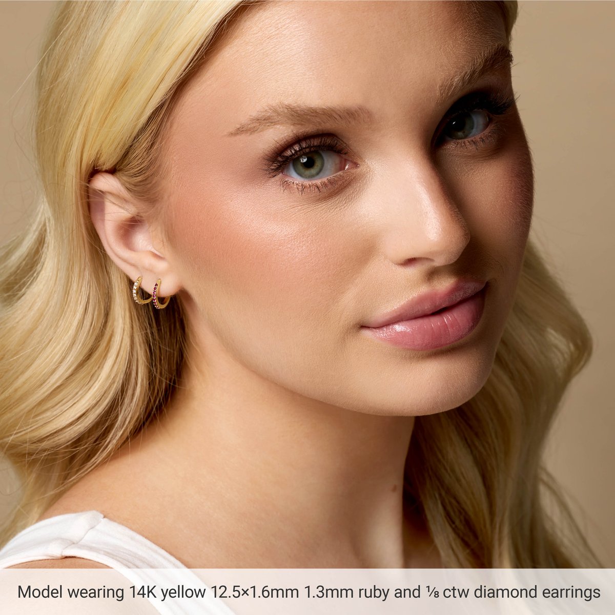 Lab-Grown Blue Sapphire Hinged 12.5 mm Hoop Earrings in 14k rose gold