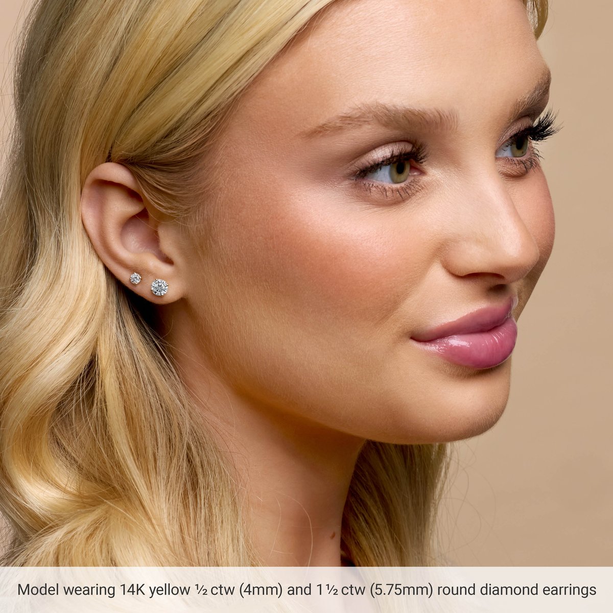 1 CTW Lab-Grown Diamond 4-Prong Stud Earrings in 14k yellow gold