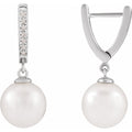 Cultured South Sea Pearl & 1/10 CTW Natural Diamond Earrings in 14k white gold