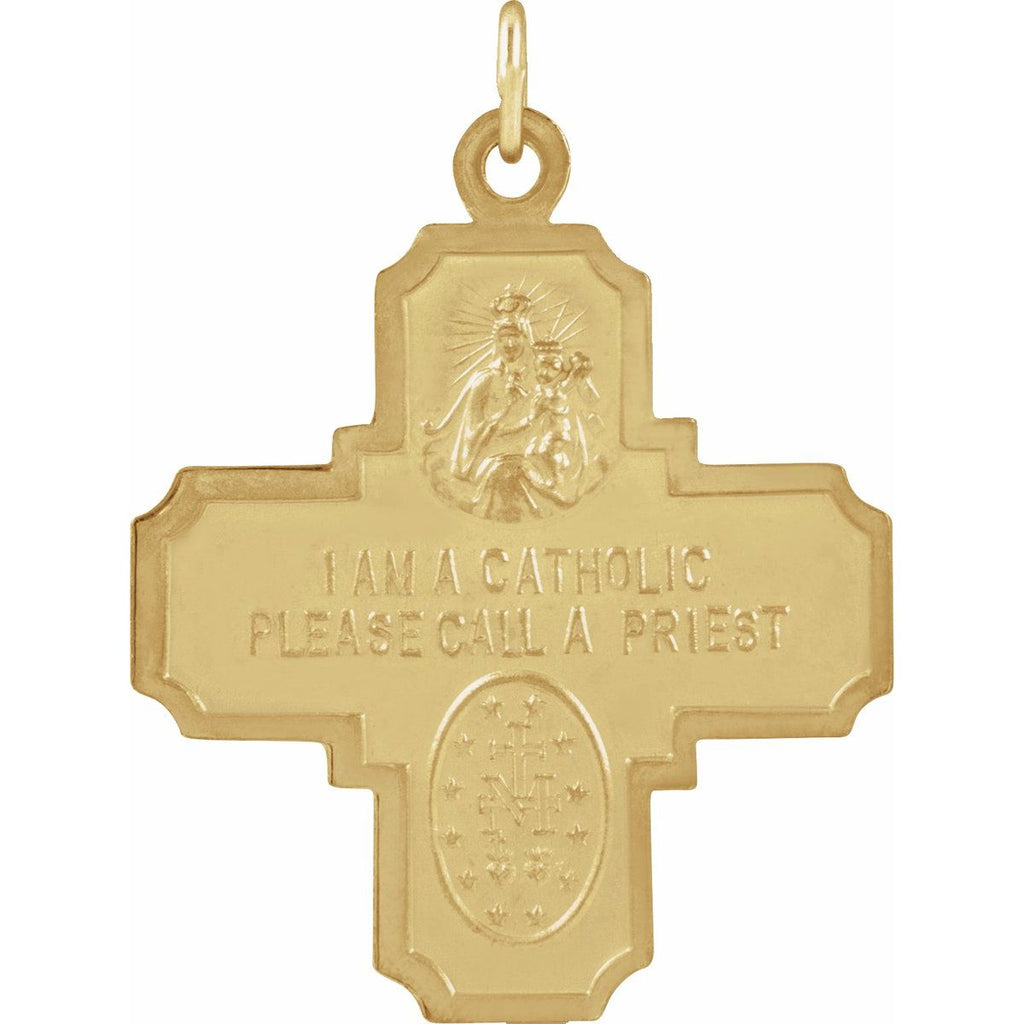 25x24 mm Four-Way Cross Medal in 14k yellow gold