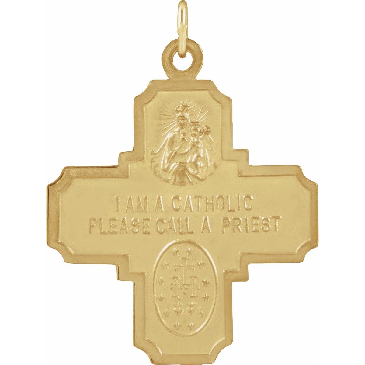 25x24 mm Four-Way Cross Medal in 14k yellow gold