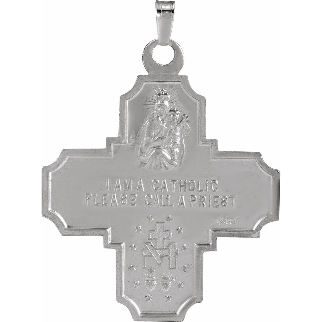 30x29 mm Four-Way Cross Medal in 14k white gold