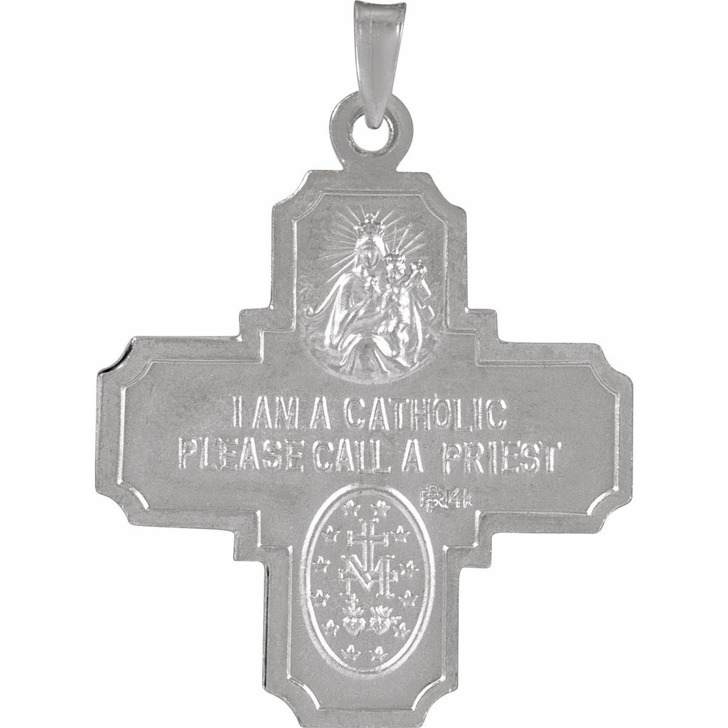 25x24 mm Four-Way Cross Medal in 14k white gold