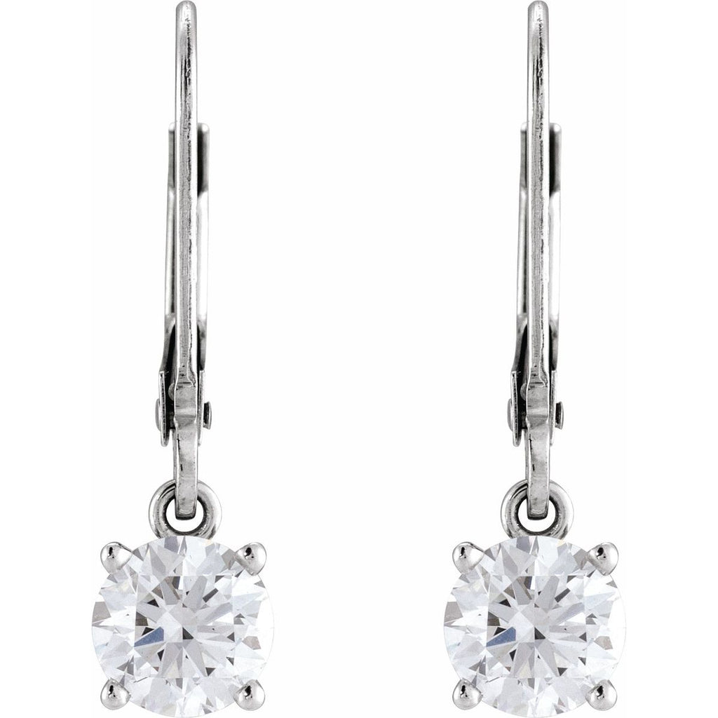 4 CTW Round Lab-Grown Diamond Solitaire Lever Back Earrings in 14k white gold