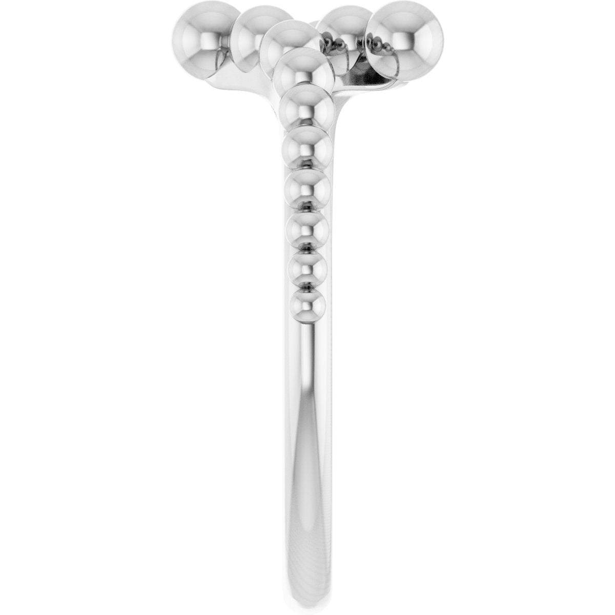 Open Beaded Bypass Ring in 14k white gold
