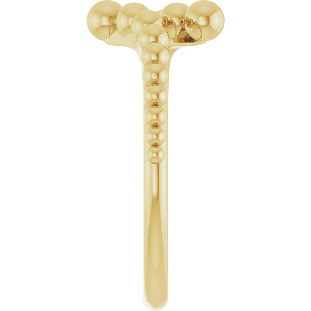Open Beaded Bypass Ring in 14k yellow gold