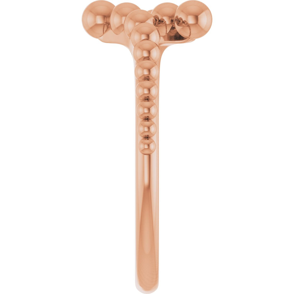 Open Beaded Bypass Ring in 14k rose gold